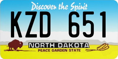 ND license plate KZD651