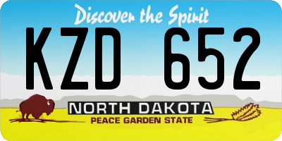 ND license plate KZD652