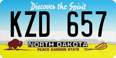 ND license plate KZD657