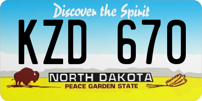 ND license plate KZD670