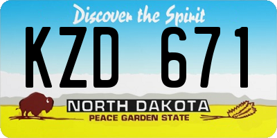 ND license plate KZD671