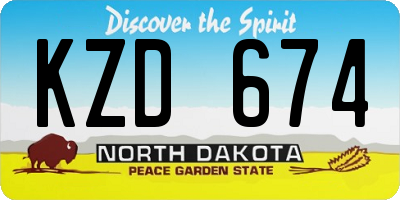 ND license plate KZD674