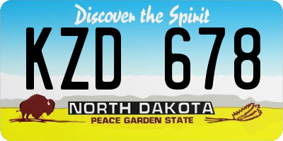 ND license plate KZD678