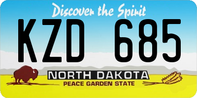 ND license plate KZD685