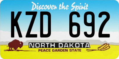 ND license plate KZD692