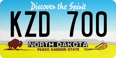 ND license plate KZD700