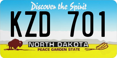 ND license plate KZD701