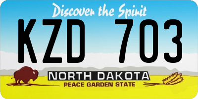 ND license plate KZD703