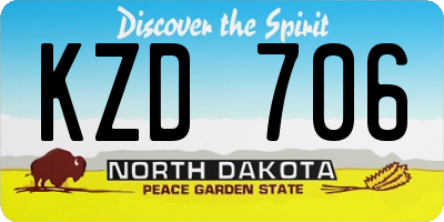 ND license plate KZD706