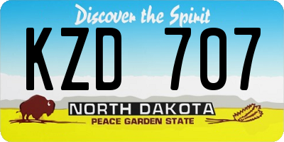 ND license plate KZD707
