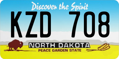 ND license plate KZD708