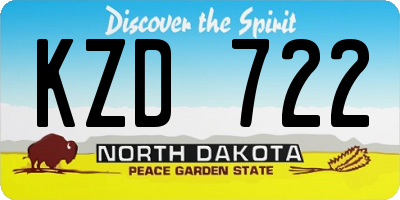 ND license plate KZD722