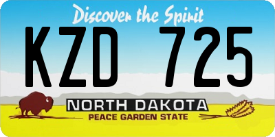 ND license plate KZD725