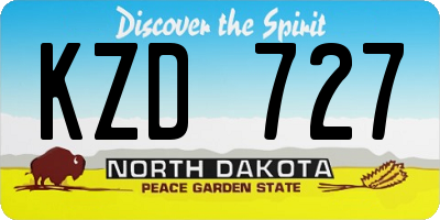 ND license plate KZD727