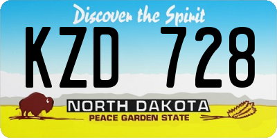 ND license plate KZD728