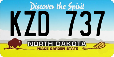 ND license plate KZD737