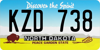 ND license plate KZD738