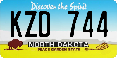 ND license plate KZD744