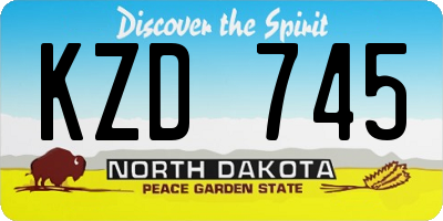 ND license plate KZD745