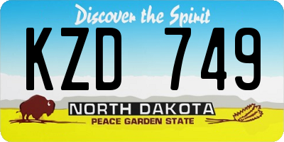 ND license plate KZD749