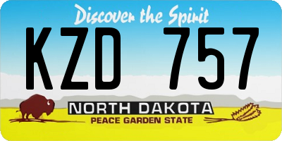 ND license plate KZD757