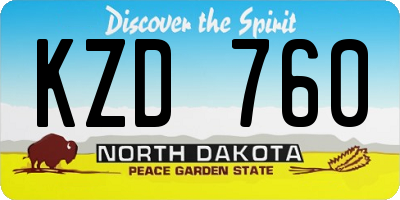 ND license plate KZD760