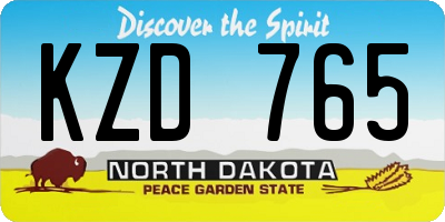 ND license plate KZD765