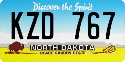 ND license plate KZD767