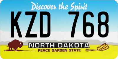ND license plate KZD768