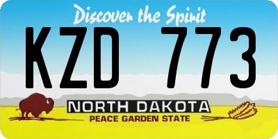 ND license plate KZD773