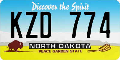 ND license plate KZD774