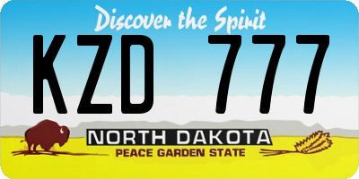 ND license plate KZD777