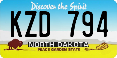 ND license plate KZD794
