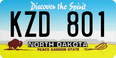 ND license plate KZD801