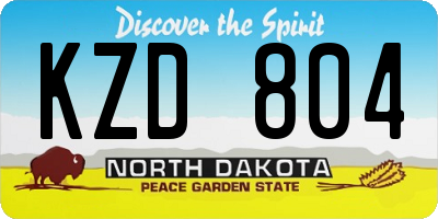 ND license plate KZD804