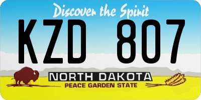 ND license plate KZD807