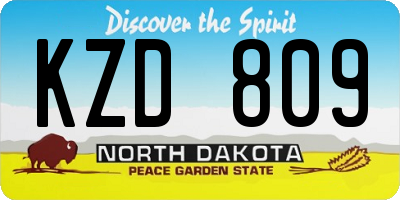 ND license plate KZD809
