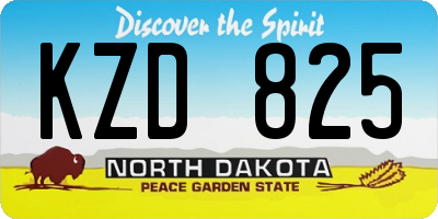 ND license plate KZD825