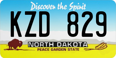 ND license plate KZD829