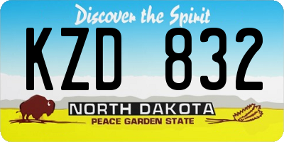 ND license plate KZD832