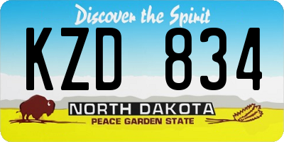 ND license plate KZD834