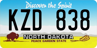 ND license plate KZD838