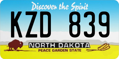 ND license plate KZD839