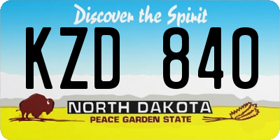 ND license plate KZD840