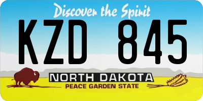 ND license plate KZD845