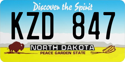ND license plate KZD847