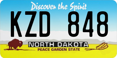 ND license plate KZD848