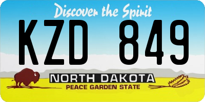 ND license plate KZD849