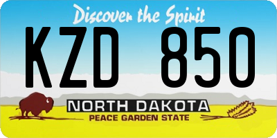 ND license plate KZD850