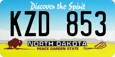 ND license plate KZD853
